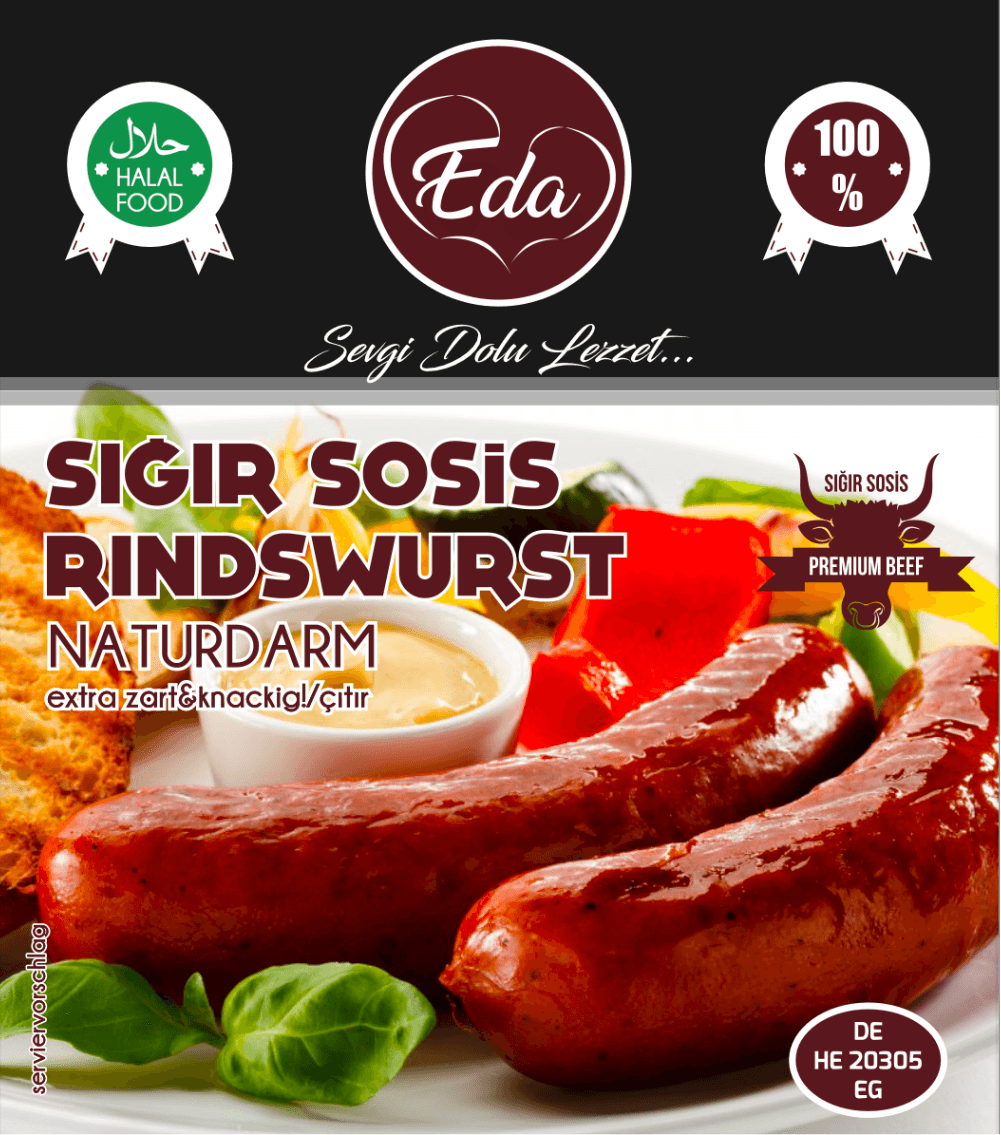 Halal Beef Sausages in Natural Casing – Mild (Non-Spicy) BBQ Grilling Sausages
