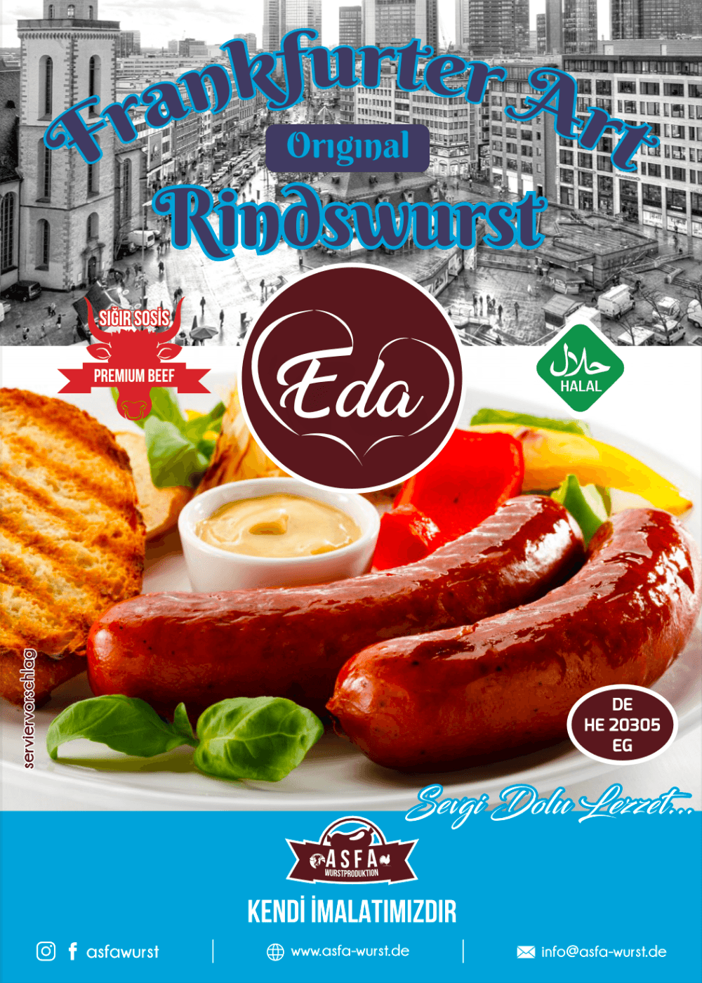 Frankfurt-Style Beef Sausage – Halal Grilling Sausage