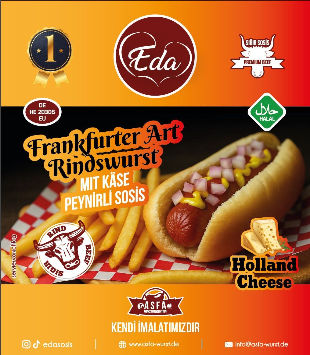Halal Cheese Beef Sausage with Dutch Cheese
