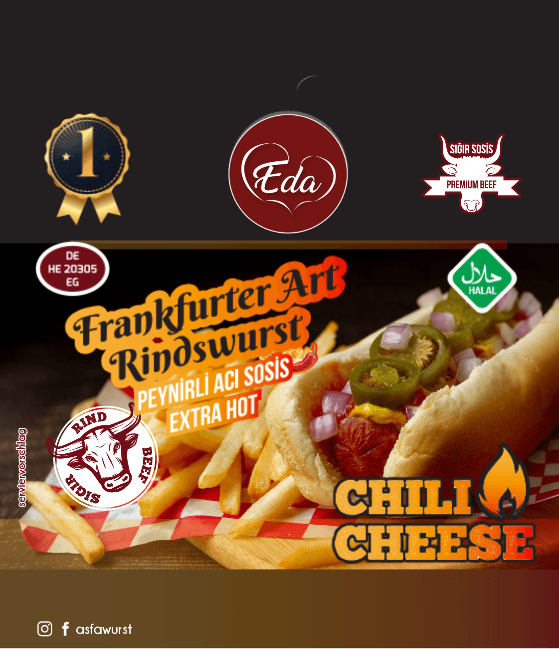 Halal Chili Cheese Beef Sausage: Spicy Beef Sausage with Jalapeño