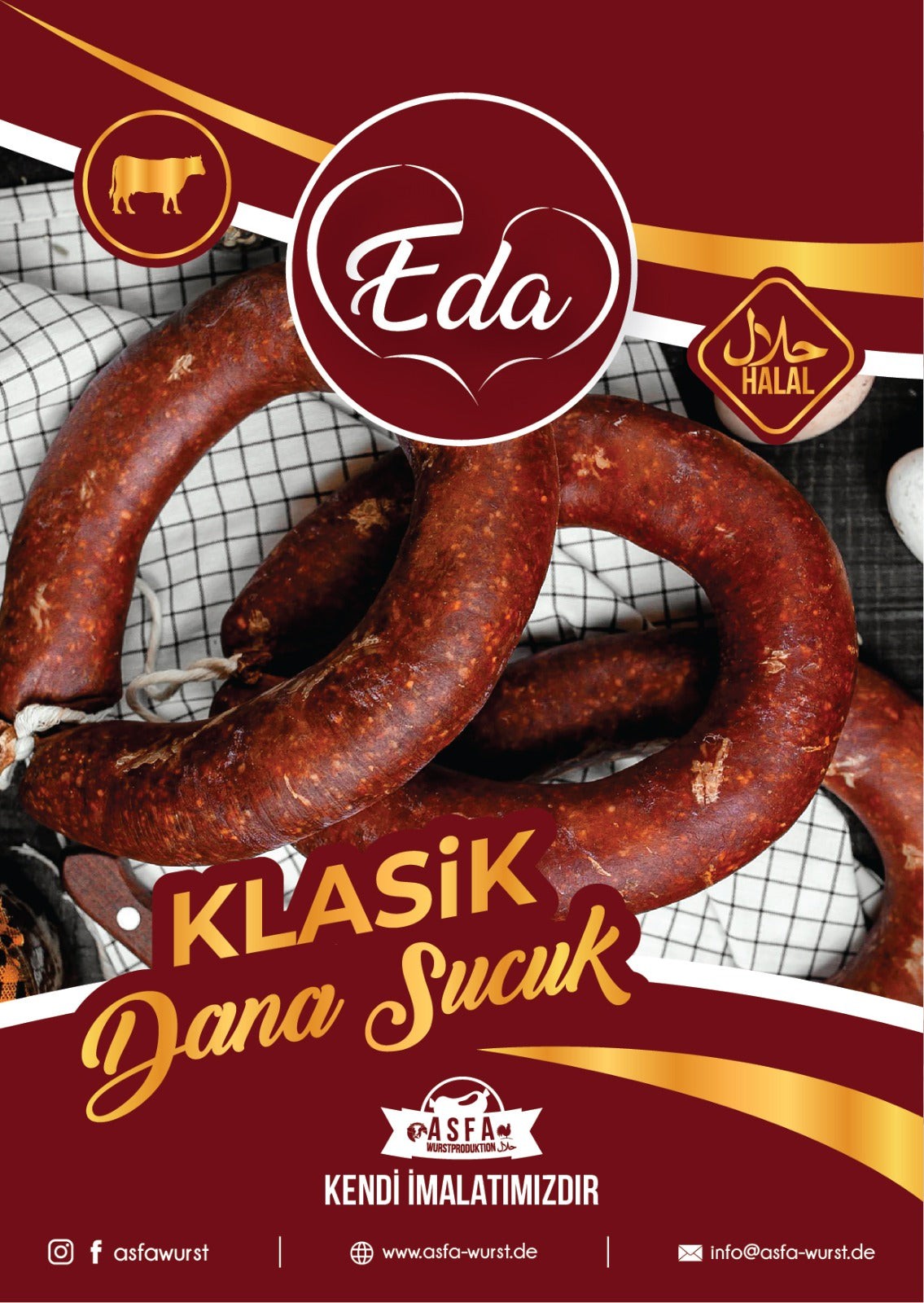 Traditional Turkish Sucuk Sausages Made with Halal Beef