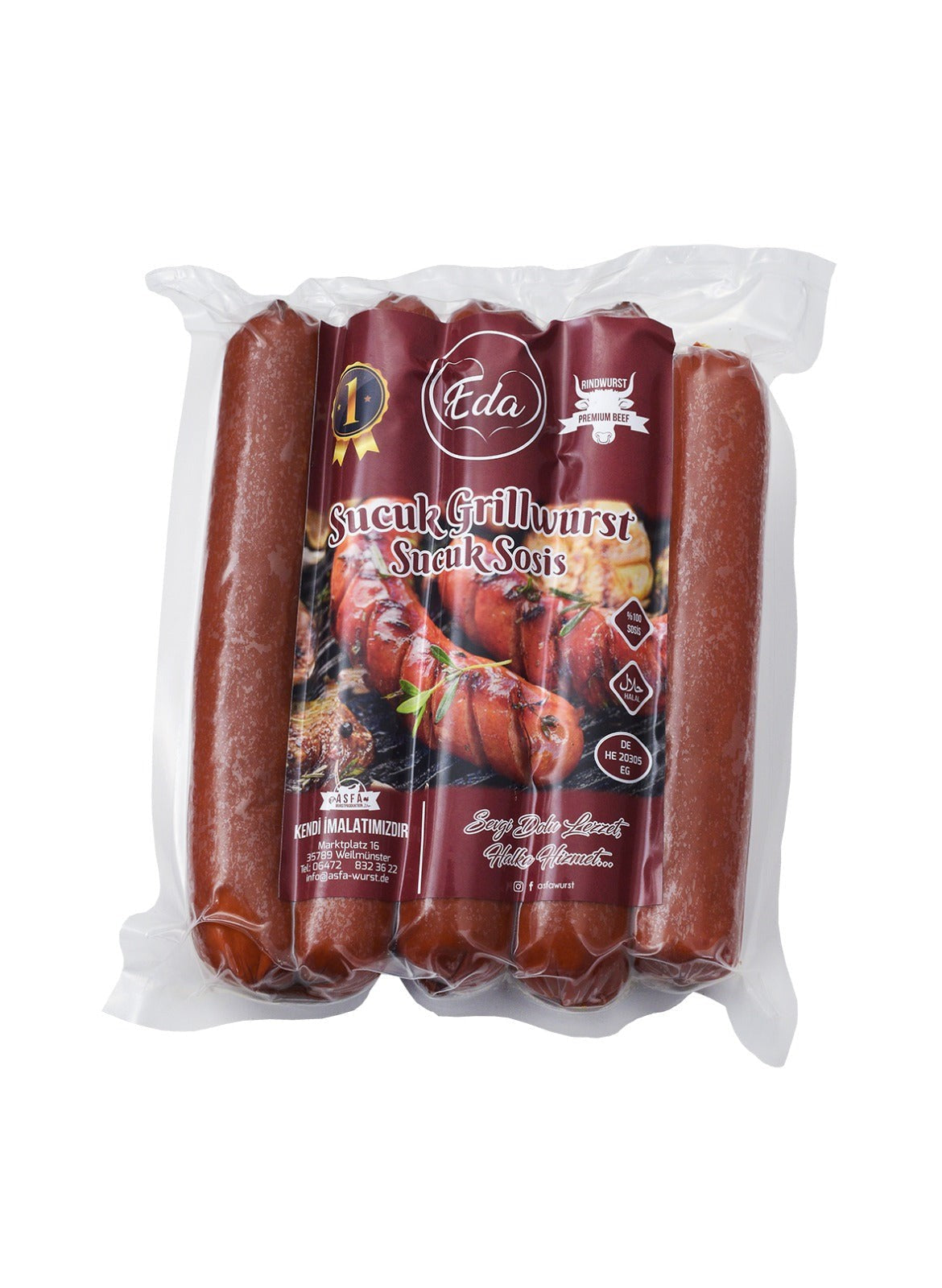 Halal Sucuk Grilling Sausage 500 g | Turkish-Style Seasoned, Made with 100% Beef